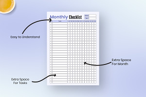 Monthly Checklist Printable Planner