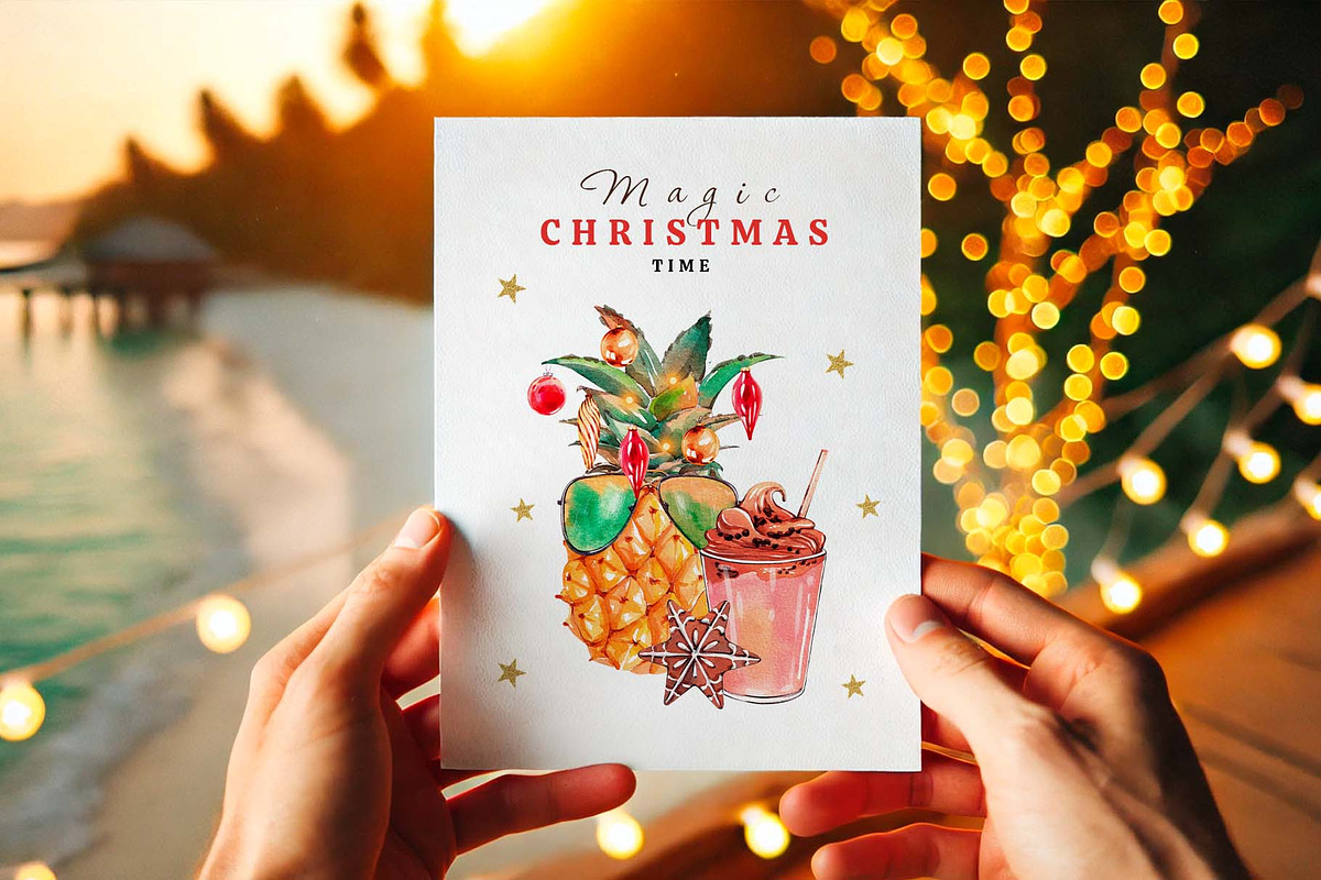 Watercolor Tropical Christmas set, a Seasonal Illustration by VerAna (Photo 15 of 19)