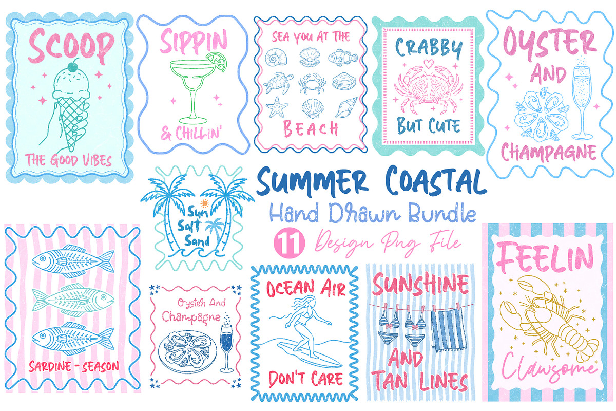 Summer Coastal PNG Hand Drawn Bundle, an Illustration by Dream Creation (Photo 1 of 13)