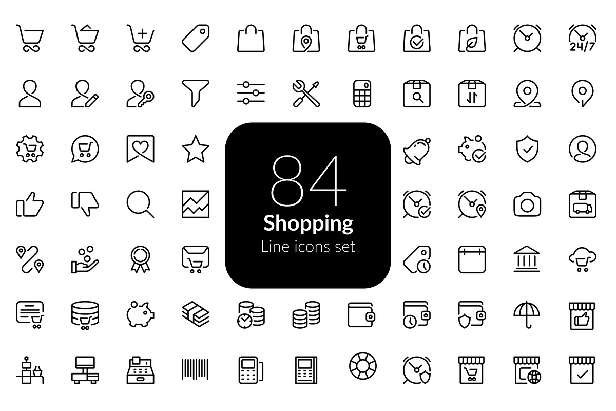 Shopping line icons set, an Outline Icon by AIWD (Photo 1 of 2)