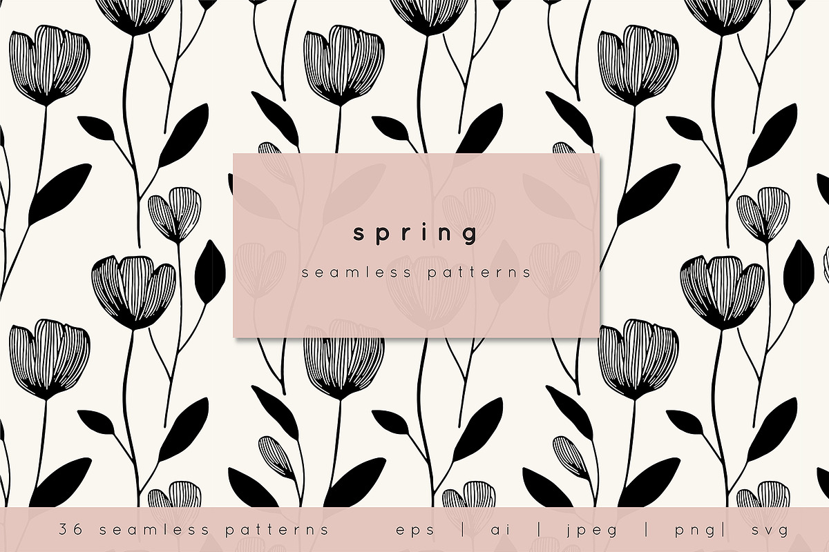 Spring Seamless Patterns Set, a Pattern Graphic by Curly_Pat (Photo 1 of 8)