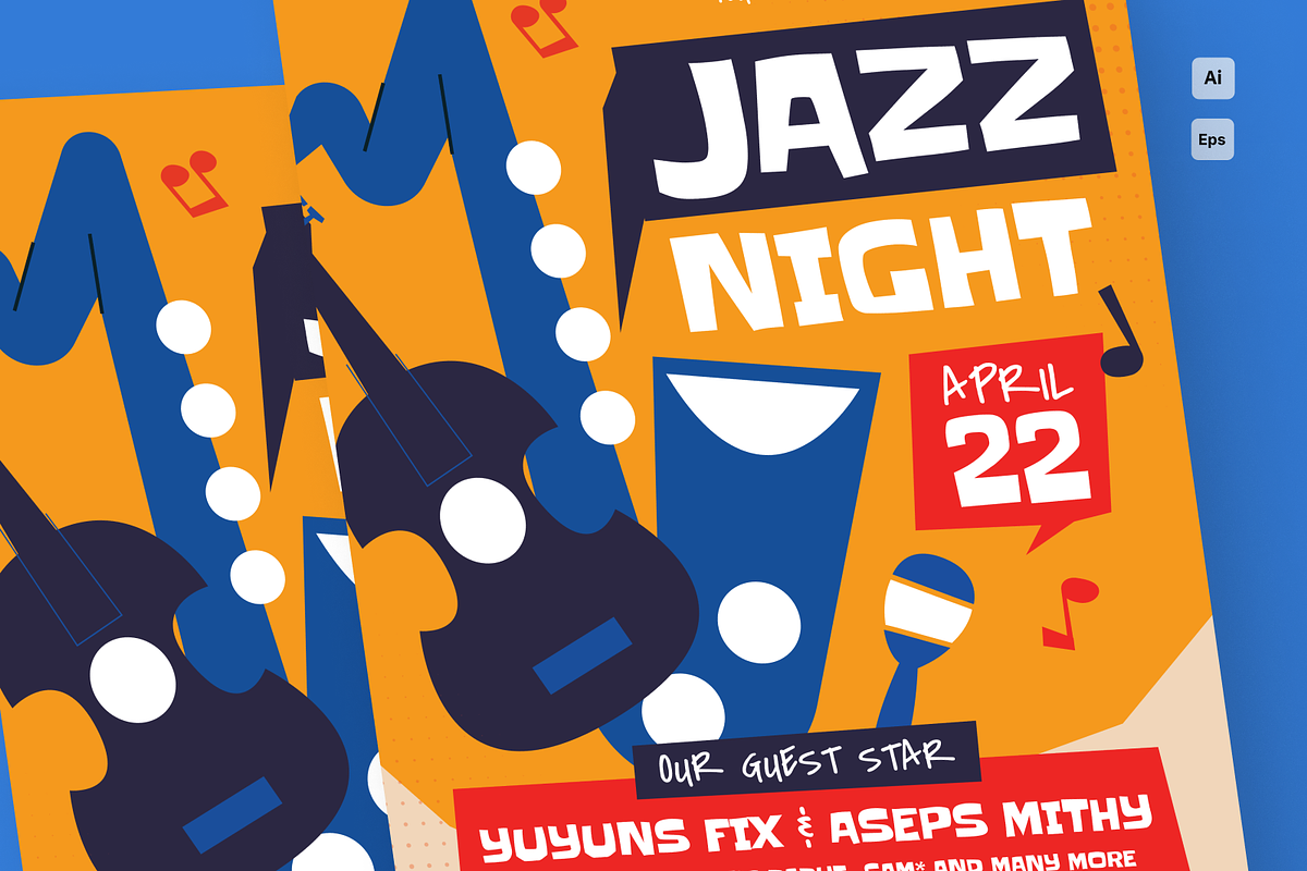 Jazz Night Party Flyer, a Flyer Template by MMPixelCraft (Photo 2 of 4)