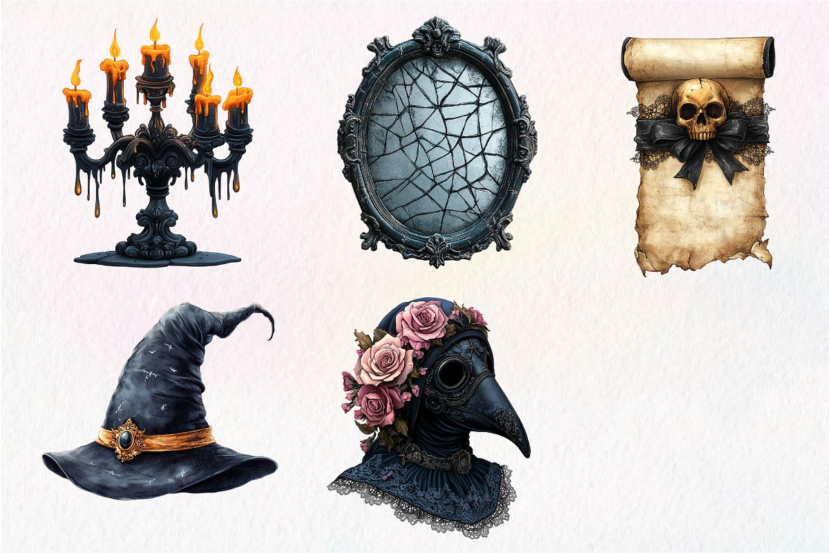 Victorian Halloween Clipart PNG, an Illustration by Dream Creation (Photo 7 of 7)