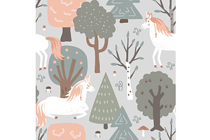 Seamless vector pattern with, an Animal Illustration by Toltemara