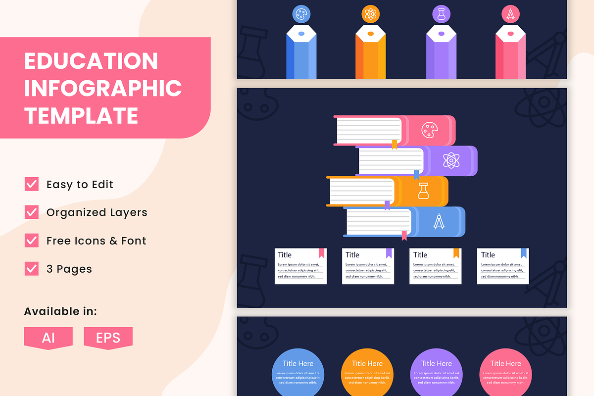 Education Infographic Template, a Templates & Theme by Bartama Graphic (Photo 1 of 4)