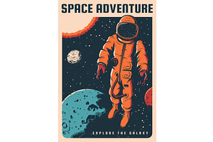 Astronaut Retro Poster