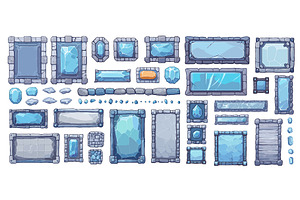 Cartoon stone game UI set, a Decorative Illustration by Ksania