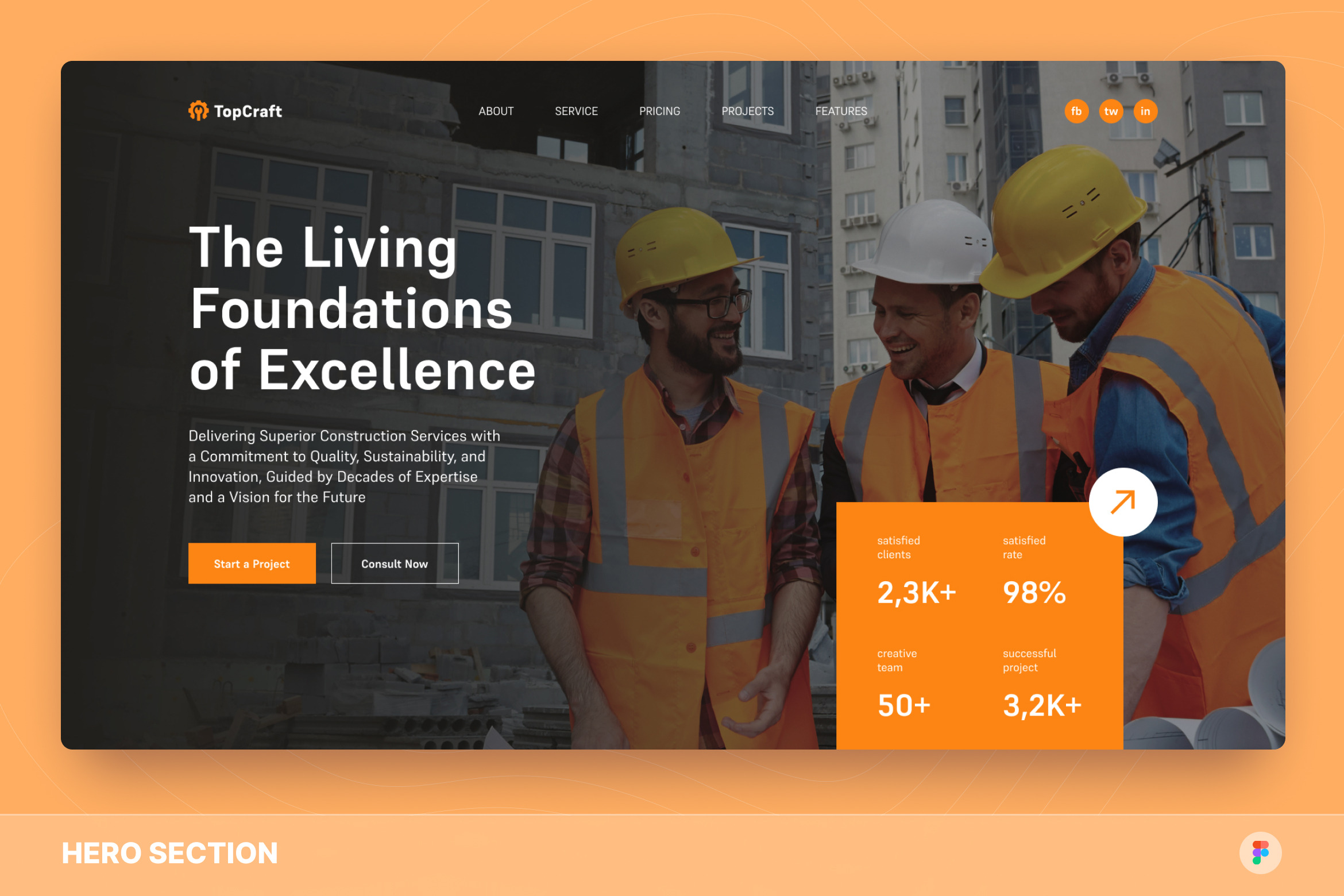 Construction Company Hero Section, an UI Kit Template by Studio Delapan