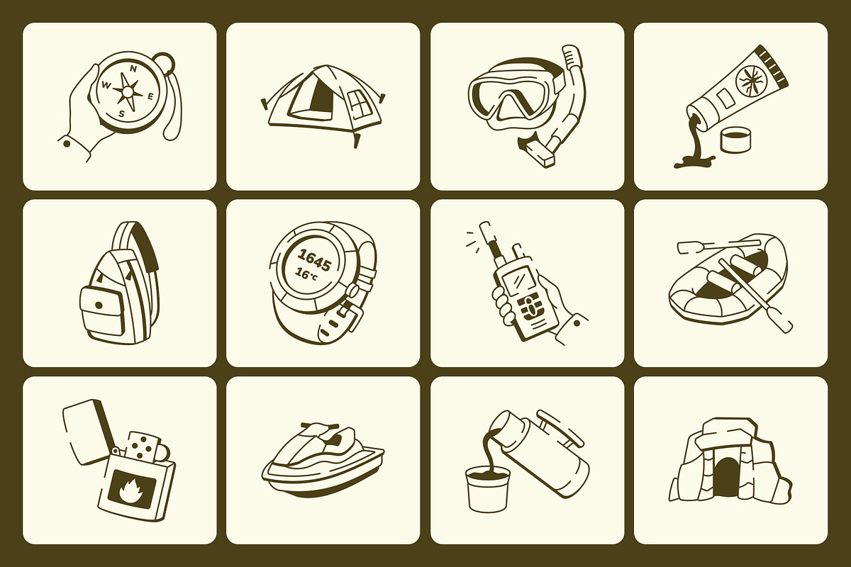 Adventure Drawing Art Set, an Outline Icon by Vectors Market (Photo 6 of 8)