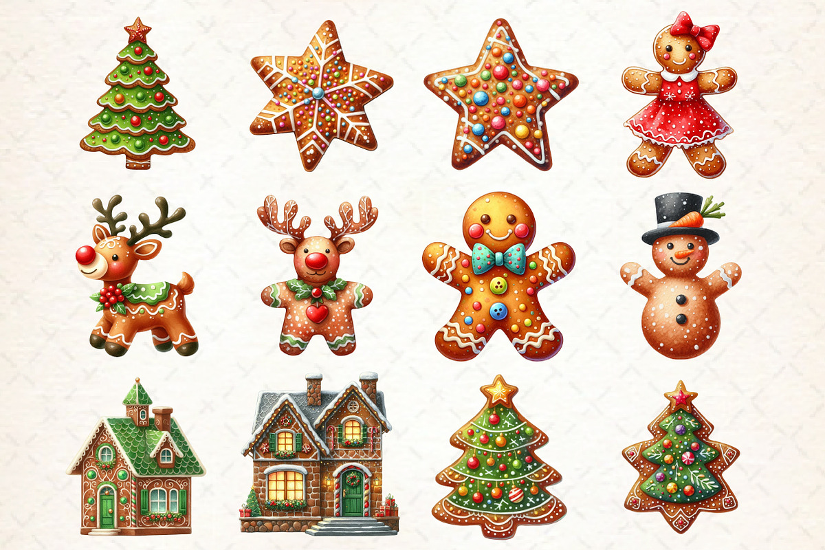 Watercolor Gingerbread Clipart, an Illustration by Libby Wishes (Photo 2 of 7)