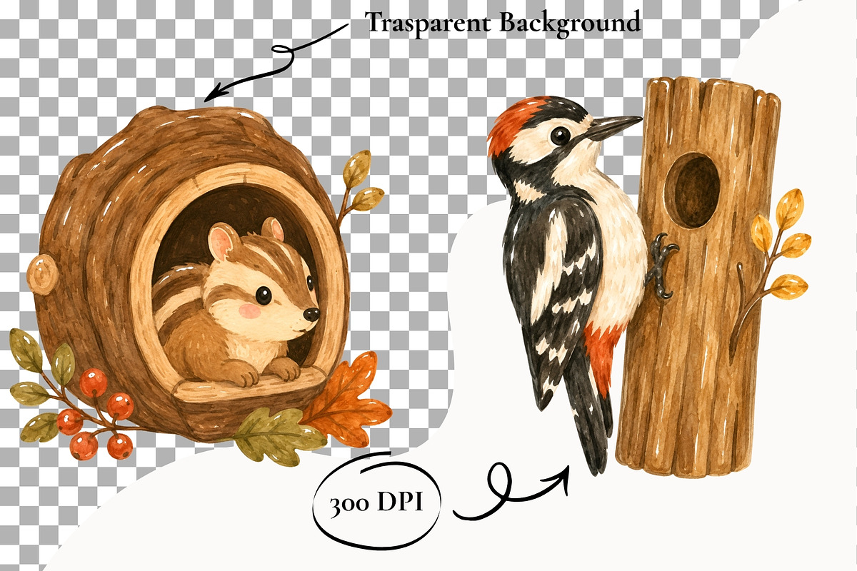 Autumn Woodland Animals Fall Clipart, an Animal Illustration by SugarCloudStudioArt (Photo 2 of 6)