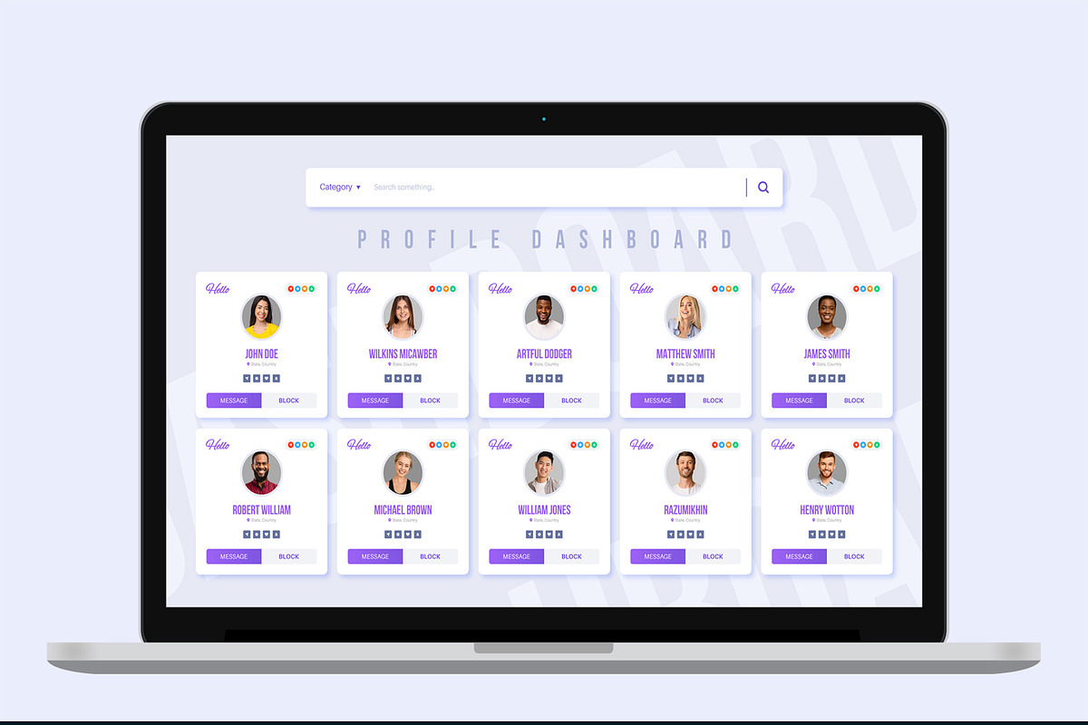 Profile Dashboard UI UX Template, an UI Kit Template by MightyDesign (Photo 2 of 6)