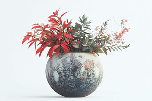Colorful greenery arrangement in a d, a Photo by Tanuart