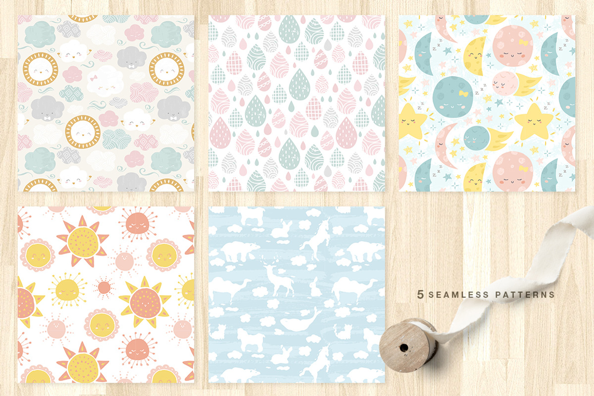 Cute baby patterns, prints, clipart, a Pattern Graphic by Inna Moreva (Photo 2 of 9)