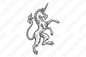 Unicorn Rampant Heraldic Crest Coat Of Arms