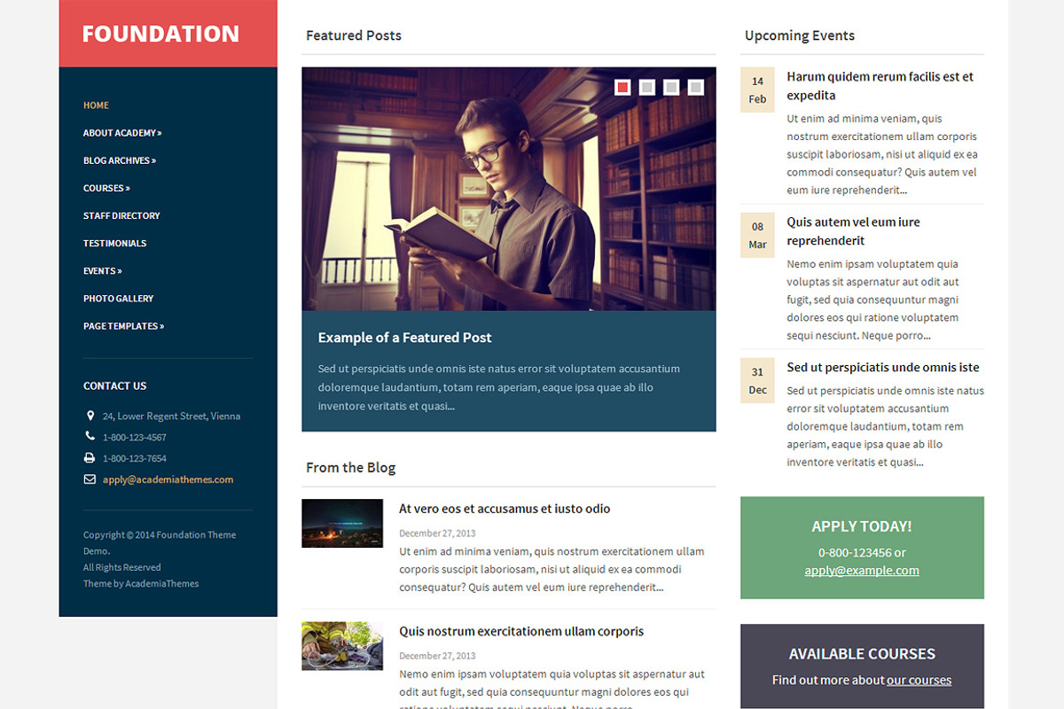 Foundation Theme, a WordPress Template by AcademiaThemes (Photo 1 of 4)