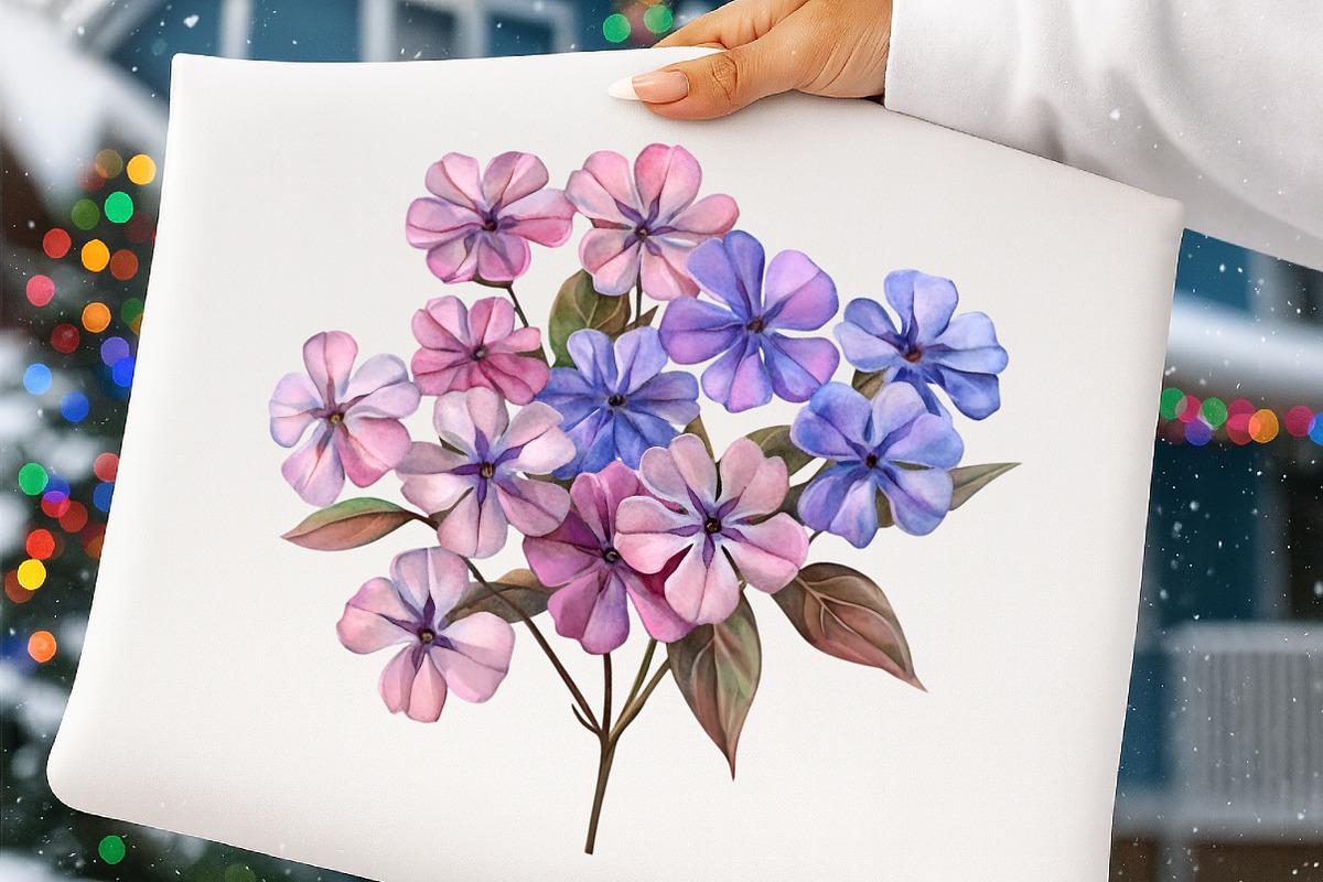 watercolor phlox cluster flowers, an Illustration by GatewayDesign (Photo 9 of 9)