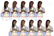 Study Bright Girls Clipart, an Education Illustration by GlamArtZhanna (Thumbnail 4 of 7)