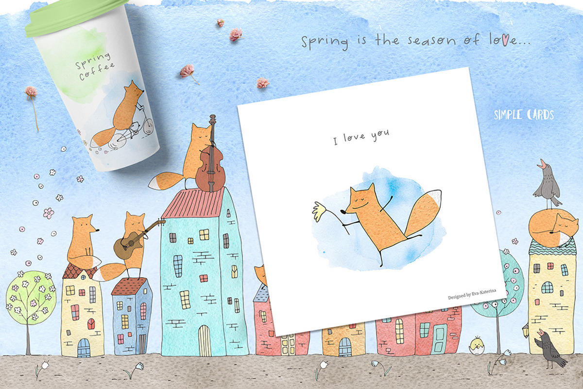 Cute Vector&Watercolor graphics, an Animal Illustration by Eva Katerina (Photo 4 of 21)