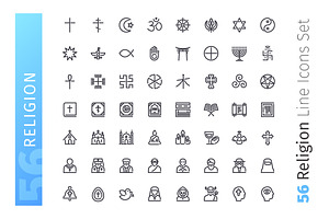 Religion Line Icons Set