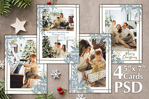 Watercolor Photo Cards Templates PSD