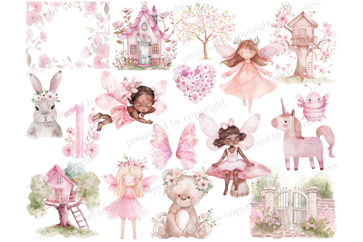 Fairy Clipart Bundle, an Animal Illustration by GlamArtZhanna (Photo 4 of 6)
