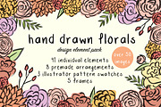 Hand Drawn Floral Design Element Set, an Illustration by Kellie Jayne Studio (Thumbnail 1 of 5)