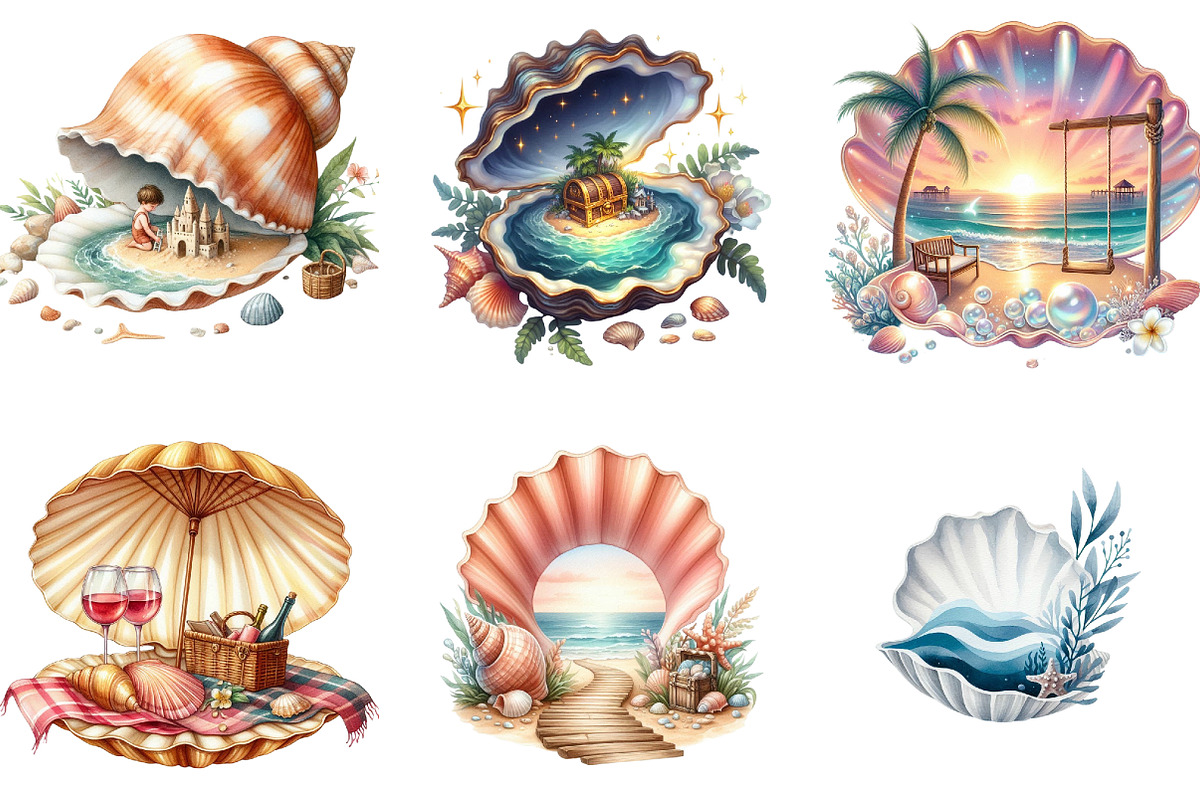 Beach Paradise Inside Seashell PNG, an Illustration by DreamArtGraphic (Photo 2 of 5)
