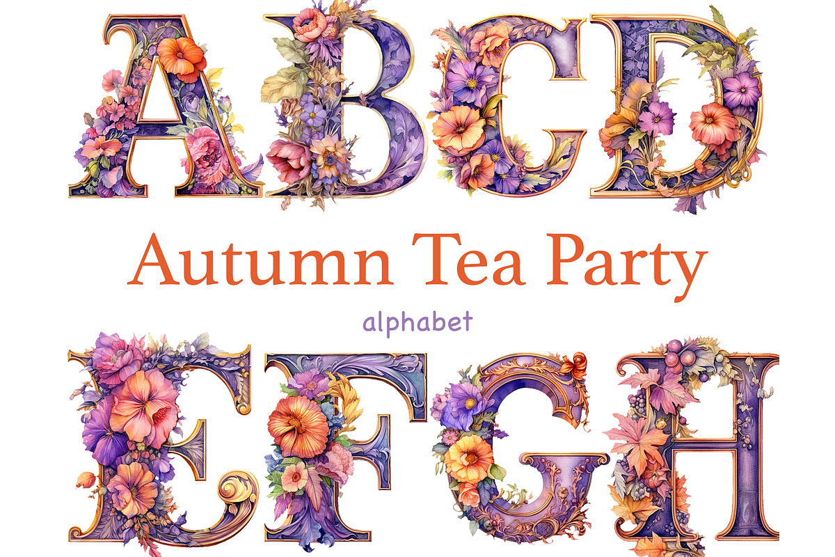 Autumn Alphabet Bundle | Halloween, a Decorative Illustration by GlamArtZhanna (Photo 1 of 5)