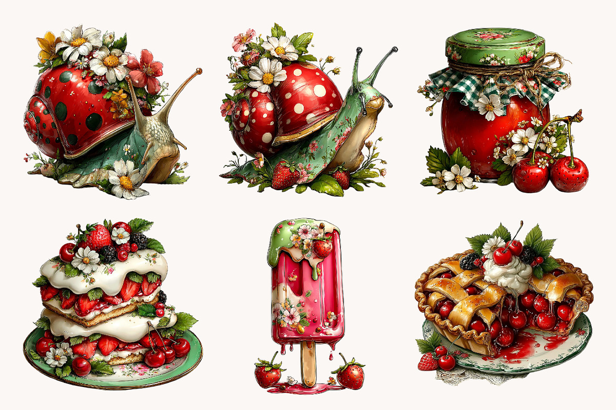 Whimsical strawberry Clipart, a Seasonal Illustration by Designworld (Photo 6 of 10)