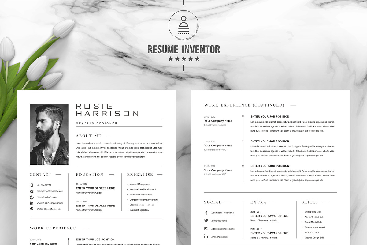 Word CV Template, a Resume Template by ResumeInventor (Photo 2 of 6)