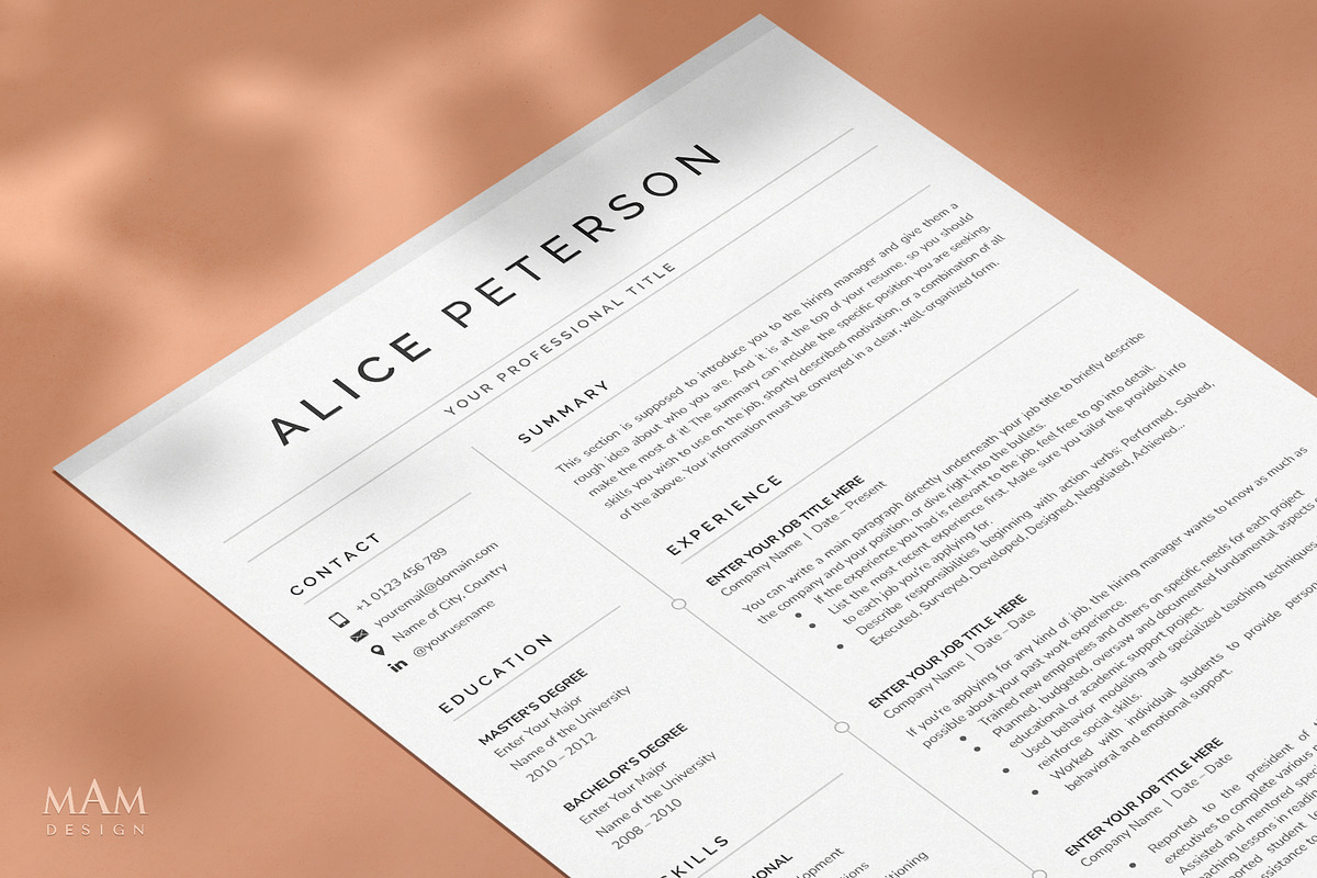 Modern Resume Template, a Resume Template by MAM Design (Photo 4 of 10)