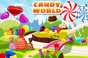 Candy world of sweets cartoon style | Creative Market