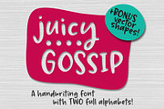 Juicy Gossip: cute handwriting font!, a Font by Missy Meyer (Thumbnail 1 of 7)