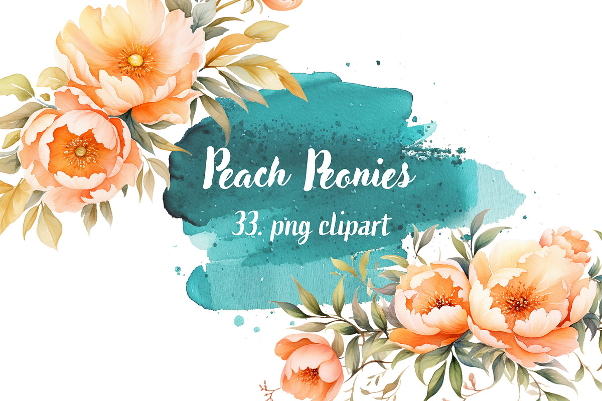 Watercolor Peach Peonies, an Object Illustration by Verdigris Studios (Photo 1 of 4)