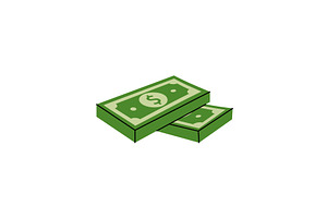 Two green dollar bills. Money, a Finance Illustration by GraphiShop