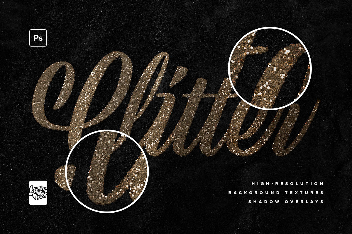 Glitter Photoshop Text Effects Pack, a Layer Style Add-On by veila.me (Photo 1 of 8)