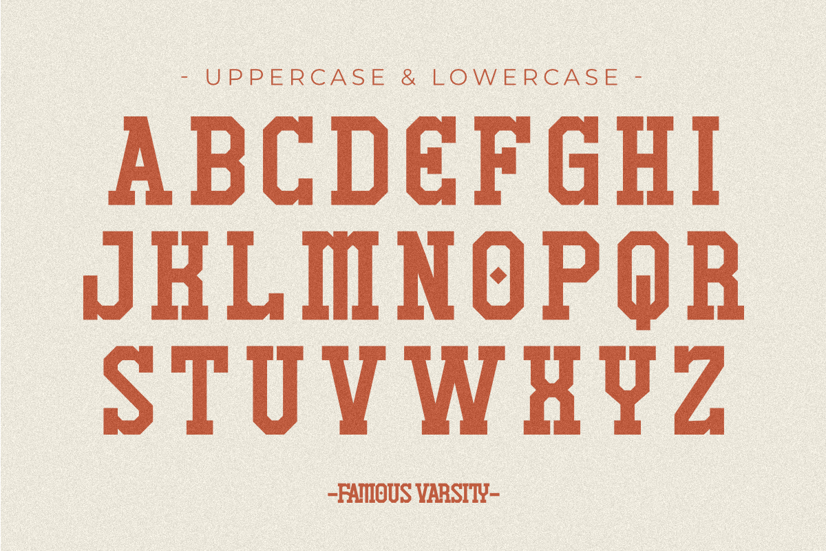 Famous Varsity - Vintage Slab Serif, a Slab Serif Font by Pian45 Studio (Photo 2 of 12)