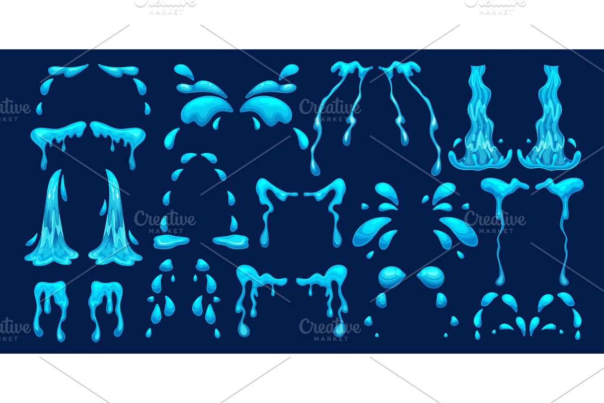 Cartoon teardrops. Tear drops cry, an Illustration by Stock-Smart-Start
