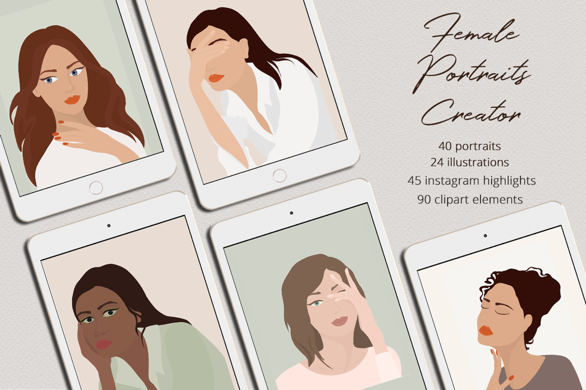 Female Portraits Creator Part 1, a Person Illustration by Irena Art (Photo 1 of 15)