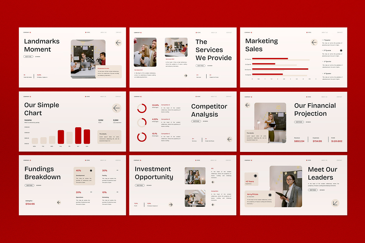 Red Modern Pitch Deck Google Slide, a Presentation Template by graphicook
