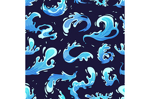 Water splashes seamless pattern, an Illustration by LadadikArt