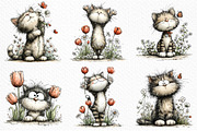 Whimsical Spring Cat Clipart, an Illustration by Craft Nest (Thumbnail 3 of 12)