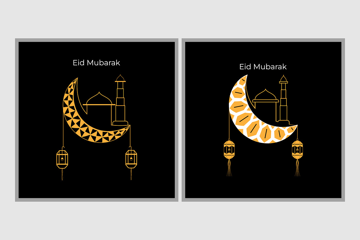 Eid Mubarak Greeting Card, a Decorative Illustration by Lakhan1998 (Photo 3 of 5)