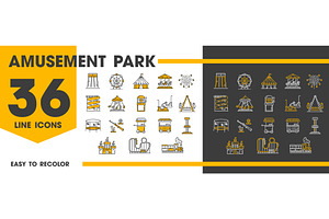 Amusement park funfair rides, an Object Illustration by Vector Tradition
