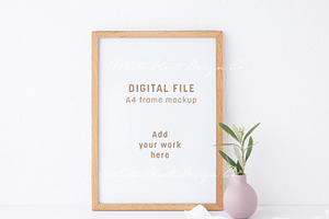 A4 wooden frame mockup