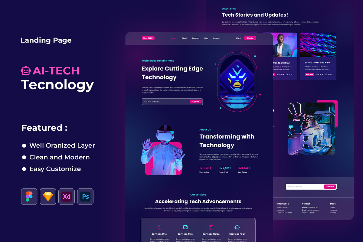 AI-TECH - Technology Landing Page, an UI Kit Template by ENATIVE (Photo 1 of 4)