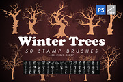 Winter Trees Photoshop Brushes, a Brush Add-On by ArtistMef (Thumbnail 1 of 6)