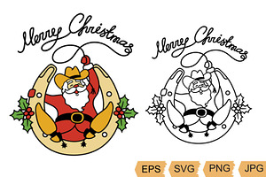 Christmas Santa Cowboy Boots Svg Png