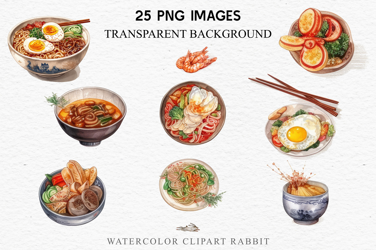 Korean Food Ramen Noodles Asian PNG, a Food Illustration by Rabbit Heart (Photo 3 of 6)